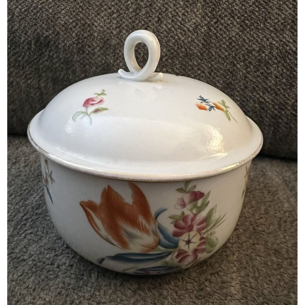 VTG 1942 Herend Hungary Porcelain Covered Sugar Bowl - Market Garden Pattern